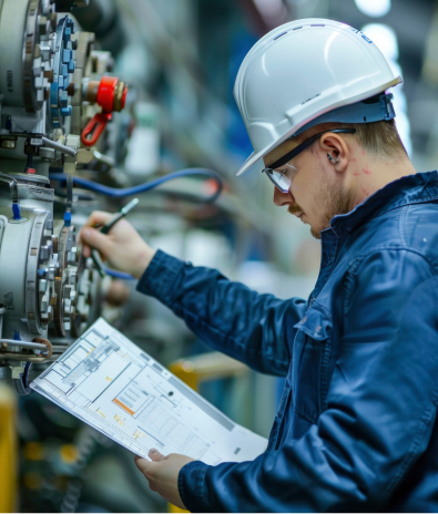 Engineer inspecting industrial machinery.